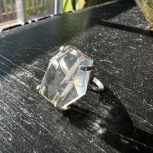 Faceted Clear Quartz Ring Adjustable size